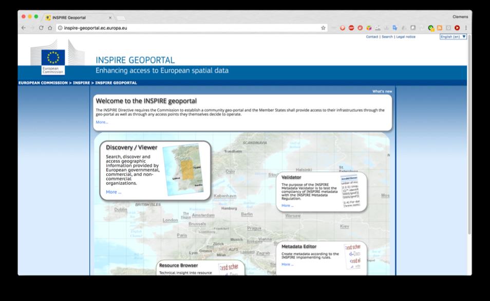 Search, evaluation and use of data in an SDI Open the geoportal in a web browser