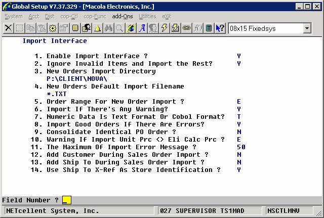 Introduction The Sales Order Import module is designed to import a pre-defined ASCII file to create COP sales orders.