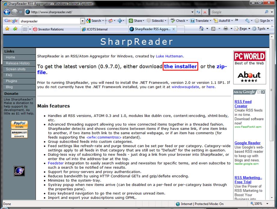 1 1 SharpReader Installation Manual 1.1 How to Install Prerequisites 1.1.1 Installing SharpReader 1.