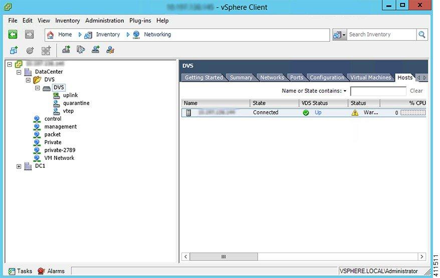 Verifying the Cisco AVS Installation Cisco ACI with Cisco AVS Verifying the Virtual Switch Status Step 4 Log in to the VMware vsphere Client. Choose Networking.