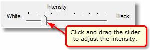 For our example, we need to trim all four sides of the document so all four check boxes have been checked. Click and drag the intensity slider to choose the level of grey to remove.