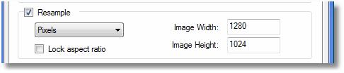 2. Click on the Image Processing tab in the Document Properties dialog to access the Resample options. Check the Resample check box to enable the resampling options.