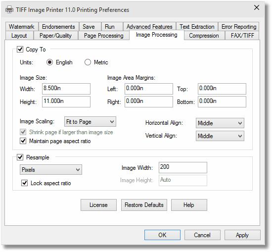 Image Processing Image processing allows you to: Ø Ø use the Copy To feature to copy each page of the document to a larger or smaller page use the Resample options to change the size of the output