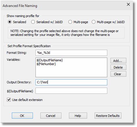 Advanced File Naming This dialog box allows you to further configure and customize how your output files are named.