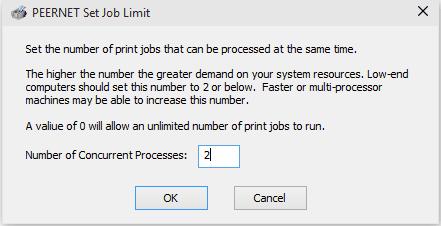 Settings Max Jobs Setting Max Jobs The will by default process print jobs in parallel. The higher the number of print jobs processed at a time, the greater the demand on your system resources.