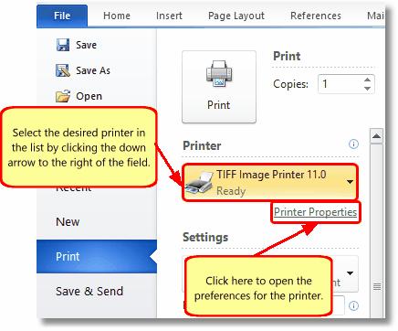 Setting Printing Preferences You can configure your printing preferences (or printer settings) each time you print a document or you can configure the default printing preferences to be the same for