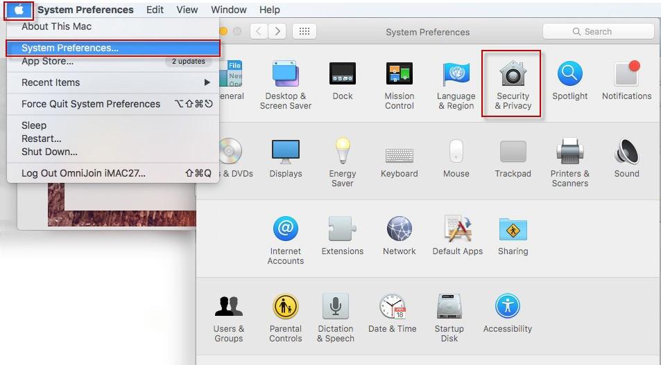 A. Click the Apple icon drop-down and choose System Preferences from the list B. In the System Preferences window, open Security & Privacy. A. In the screen section Allow apps downloaded from: click the radio button in front of Anywhere.