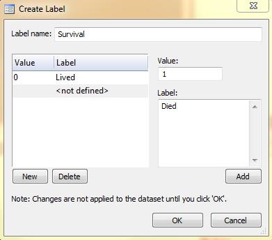 Creating value labels You can create value labels that can be quickly applied to new variables.