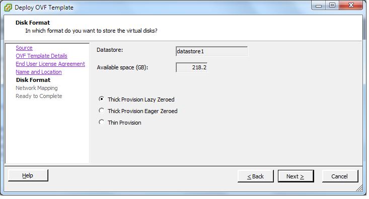 maximum. OR If using ESXi 5, in the Disk Format screen, select: Thick Provision Lazy Zeroed.