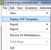 In the Source screen of the Deploy OVF Template window, select either Deploy