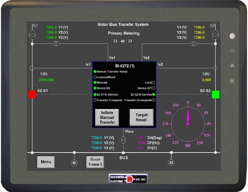 Target Reset The GDU/HMI includes the capability to reset the target on the M-4272 Status Module from the Single-Line Diagram.