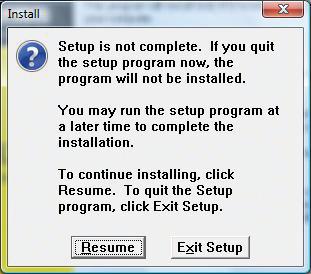 Installation Installation Notes 1. You can abort the software installation by clicking the CANCEL button. The following screen would then appear.