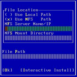 Select Use NFS Path. Enter the NFS Server Name or IP address. Enter the response file path on the NFS server. 4. Enter the IP Address of the client.