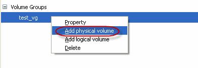 Page 73 of 186 ADD A NEW PHYSICAL VOLUME Use the ADM Interface to add a new volume. 1. Right click in the empty space in the right pane. Select Create Volumegroup. 2.