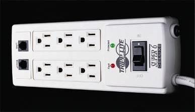 Figure 4-21 This surge suppressor has six electrical outlets, two phone jacks,