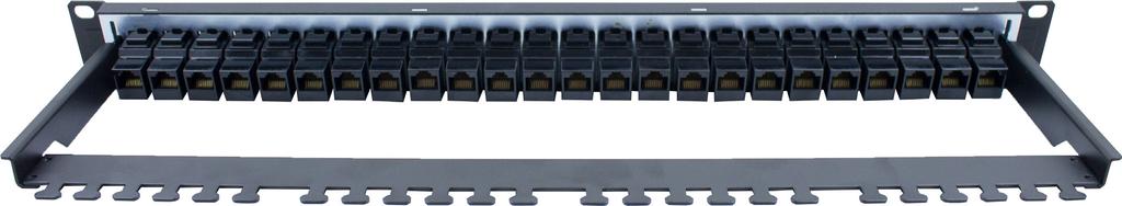 Through Coupler Panel High density, 24 ports in 1u Simple cable management Category 6 system performance Custom logo service available RJ45 to RJ45 connection Width 483 mm (19 ) 35 mm 24 way 1u (44