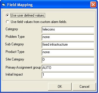 hpovsdgtw Configuration Edit field settings Click the Edit field settings button to configure the field mapping values for mandatory and optional fields in HPOVSDgtw probe.