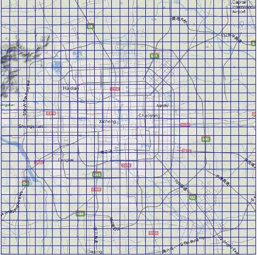 Map of Beijing with 30 30 grid