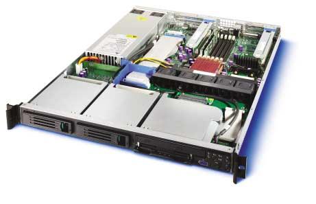 Intel Server Chassis SR1300 Optional backplane (SCSI) Optional backplane (ATA) Single 350W PFC power supply Two 64-bit/100MHz PCI/PCI-X riser cards Two hot-swap SCSI or two cold-swap ATA hard-drive