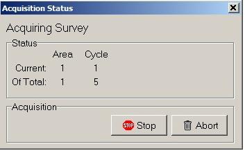An Acquisition Status window will appear showing how many points/areas are being analyses, number of cycles for the full analysis, and current point and cycle of the acquisition.