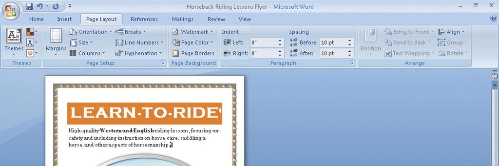 Adding a Page Border Microsoft Office 2007: