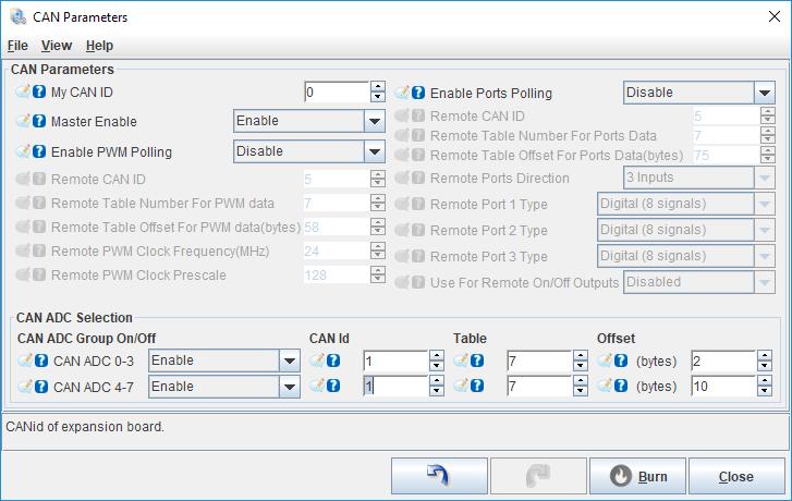 3.2.3 MS2 Settings To configure MS2 to communicate with CAN-EGT, navigate to the CAN bus/ Testmode menu, select CAN Parameters and enable the following settings: If you have checked the Disable