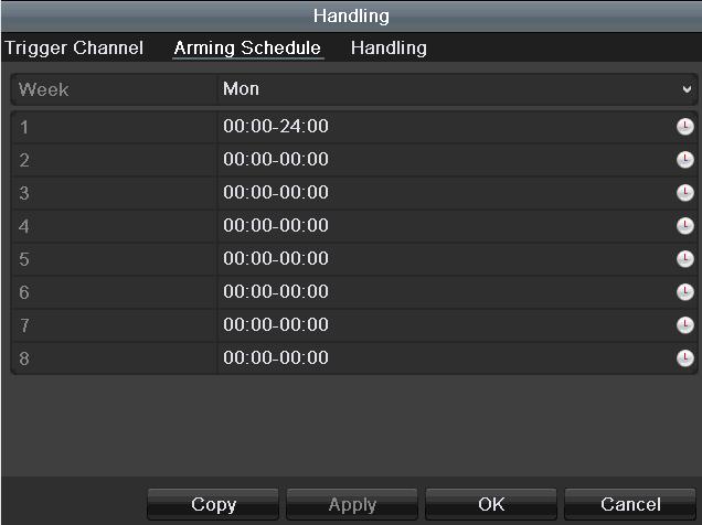 Step 4 Set arming schedule of the channel. Figure 8-3 Set Trigger Camera of Motion Detection Select Arming Schedule tab to set the channel s arming schedule.