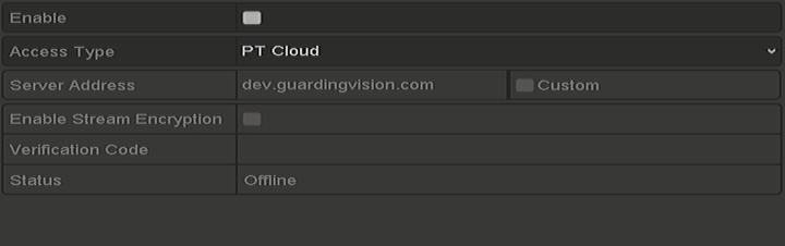 After this feature is enabled, the verification code is required for remote access and live view. Figure 11-5 Guarding Vision Settings Interface Step 6 Click the Apply button to save the settings.