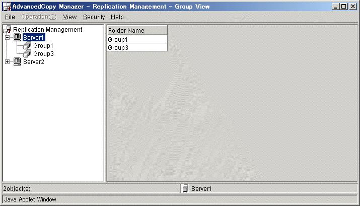 4.2.5 Group view displayed. For details of this, refer to "Replicate window (by volume)".