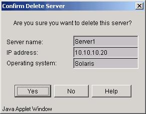 Table: [Delete Server] screen display method Selection from server list view Operation Server to be deleted Select [Delete server.
