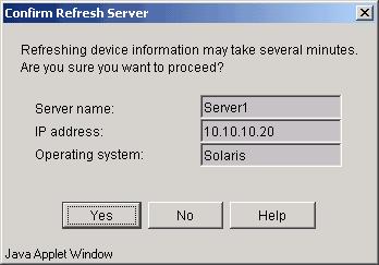 The time needed for this operation depends on the total number of devices defined in the selected Storage Server.