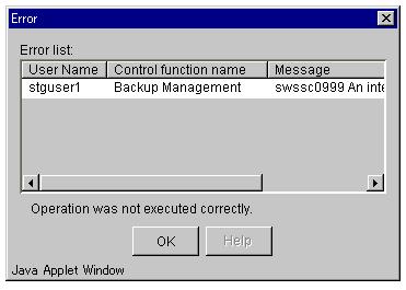 Figure: Dialog indicating an error with access permissions If the Storage Management Server runs Windows The displayed user name is the local user name registered on the Storage Management Server.