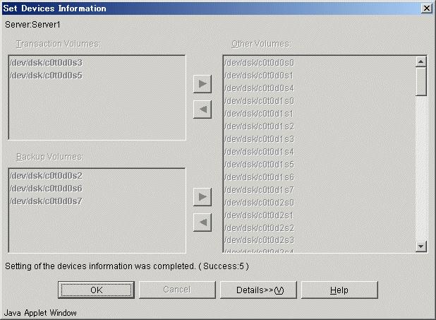 Completion window When device information has been set up, the following window is