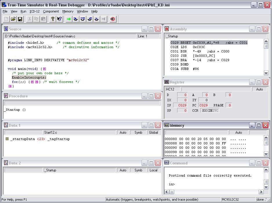 Debugging your Application a. From the main menu bar in CodeWarrior IDE, select project b.