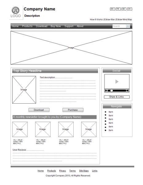 Wireframes layout show