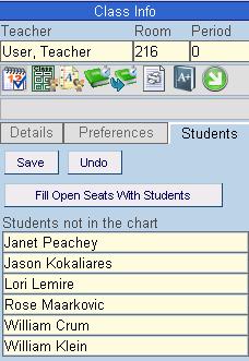 TEACHERVUE User Guide Chapter Two To add students to the seating chart: 1. Click on the Students tab of the Class Info section. Figure 2.23 Students Tab, Class Info Section 2.
