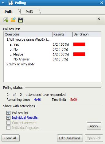 To share individual results, select the box next to Individual Results in the Share with attendees section and select.