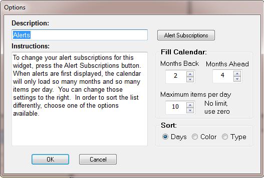 To subscribe to an alert: From the Dashboard, Alerts Widget, click on : For this particular Alert Widget, you can make a default setting as it applies to the subscriptions contained on this widget
