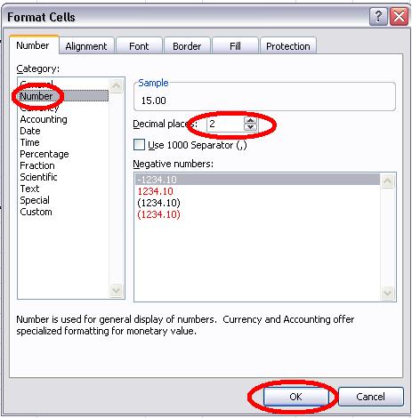 5. A Format Cell dialog box appears. From the Category list, select Number.
