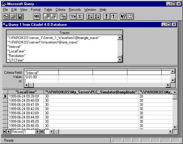 Appendix A Using SQL to Access Historical Data in Citadel 9. Add a field to the criteria pane by double-clicking the field, or by dragging it to the blank column in the criteria pane.