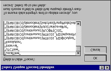 Appendix A Using SQL to Access Historical Data in Citadel 7. The Select Unique Record Identifier dialog box appears.