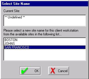 22 TECHNICAL NOTE PB02 Figure 2.18 The Select Site Name dialog box Select a site from the list. The selected site appears in the Current Site field. Click OK.