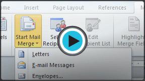 Mail Merge When you are performing a Mail merge, you will need a Word document (you can start with an existing one or create a new one), and a recipient list, which is typically an Excel workbook.