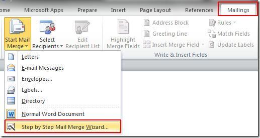 Word 2010 Mail Merge by Usman on March 05, 2010 Word 2010 includes Mail Merge feature, which enables user to create documents (Letter, Emails, Fax etc) that are essentially the same but contains