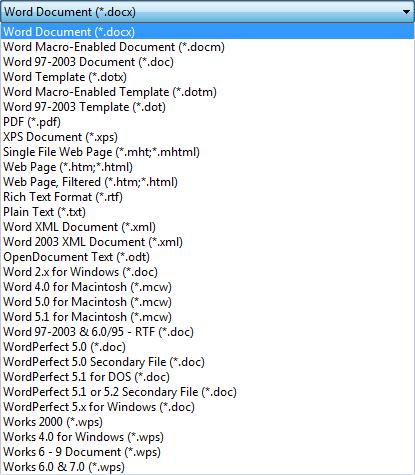 Introduction Microsoft Word 2010 Managing Documents Display the Save As dialog box as follows: Ribbon: Select from: File Save Save As Keyboard: Note: The Save As dialog box is always displayed when