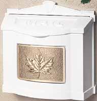 Wallmount Mailbox Eagle Design Powder-Coated Aluminum Mailbox with Polished Brass, Antique or Satin Nickel Plaque.