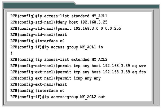 Syntax for Naming an ACL 46 Router(config)#ip access-list standard extended} name Router prompt