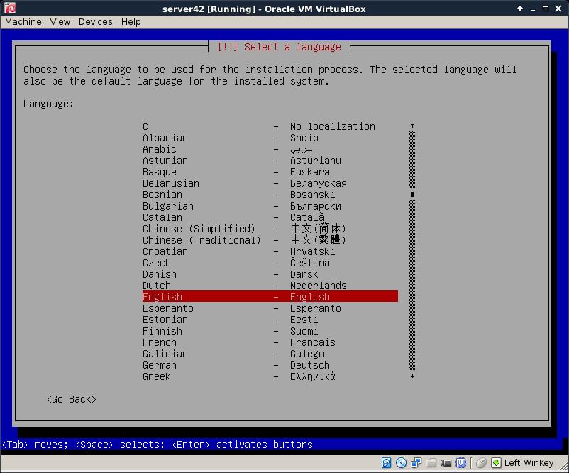 installing Debian 8 First select the