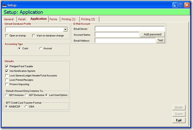 Application Setup Application 1. Select MAINTENANCE SETUP APPLICATION tab 2. Enter the required details in the following form. Default Database Profile specify your default database.