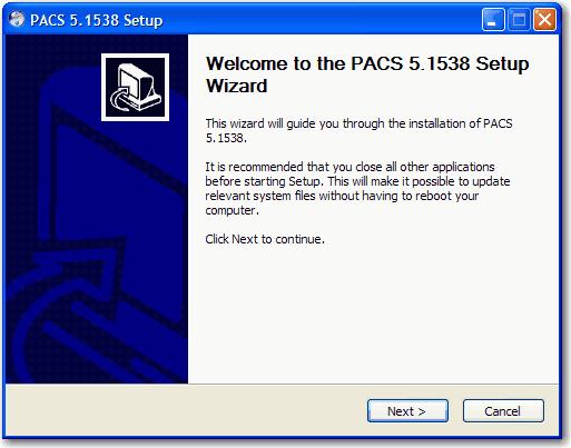 Note: You need administrator privileges or access that allows you to create folders to successfully install PACS.